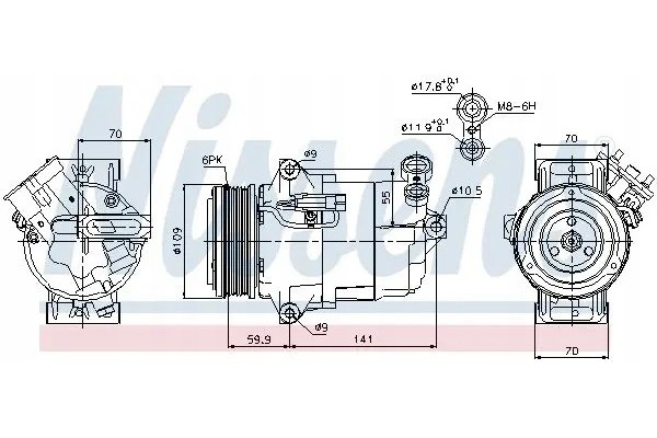 Compresor de aire acondicionado Nissens 89041 nuevo 5