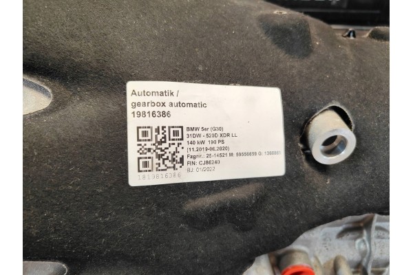 Caja de Cambios Automática BMW G01 G02 G30 Lci G31 B47 20dX 9487298 GA8HP50X usado 6
