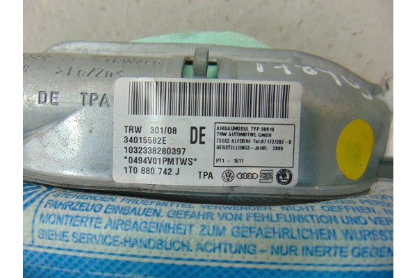 1T0880742J AIRBAG CORTINA DELANTERO DERECHO VOLKSWAGEN TOURAN (1T2)