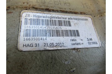 Mercedes Benz ML W166 DIFFERENTIAL BRIDGE REAR Car type 4x4 SUV