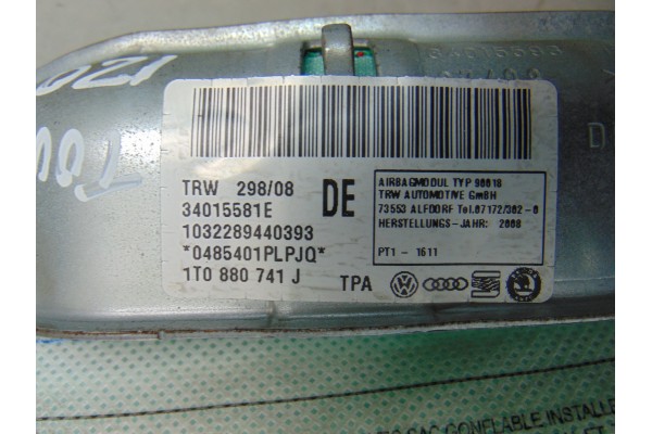 1T0880741J AIRBAG CORTINA DELANTERO IZQUIERDO VOLKSWAGEN TOURAN (1T2) Sport 2010 1T0880741J 178906 VOLKSWAGEN - 10