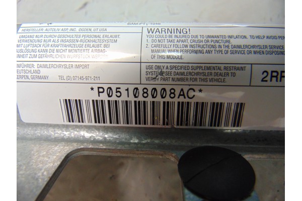 P0510808AC AIRBAG CORTINA DELANTERO DERECHO DODGE JOURNEY (JC) SXT 2008 P0510808AC 179056 DODGE - 3