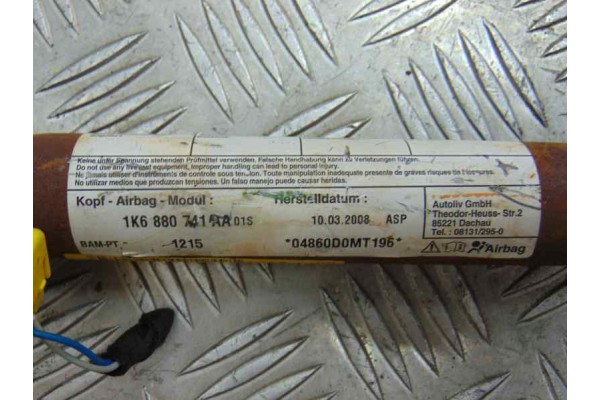 1K6880741AA AIRBAG CORTINA DELANTERO IZQUIERDO VOLKSWAGEN GOLF V (1K1)(10.2003)
