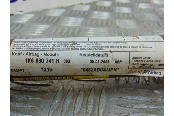1K6880741H AIRBAG CORTINA DELANTERO IZQUIERDO VOLKSWAGEN GOLF V (1K1)(10.2003)