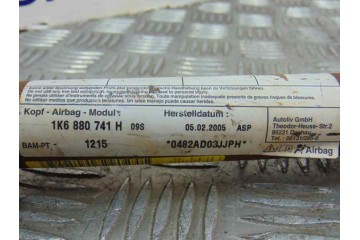 1K6880741H AIRBAG CORTINA DELANTERO IZQUIERDO VOLKSWAGEN GOLF V (1K1)(10.2003)