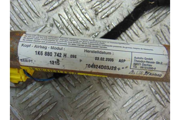 1K6880742H AIRBAG CORTINA DELANTERO DERECHO VOLKSWAGEN GOLF V (1K1)(10.2003)