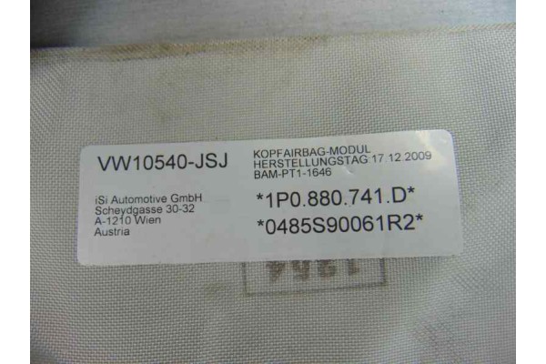 1P0880741D AIRBAG CORTINA DELANTERO IZQUIERDO SEAT LEON (1P1) Reference 1P0880741D 181279 SEAT - 2