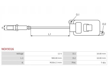 NOX SENSOR ASTNOX9316 Customs tariff code 90271010