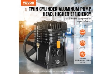 Dual Cylinder Air Compressor Pump Head 3 HP 116 PSI Oil Packaging status original