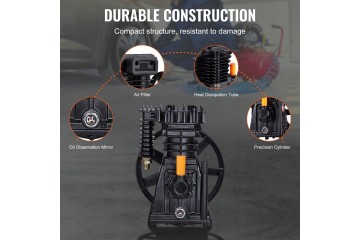 Dual Cylinder Air Compressor Pump Head 3 HP 116 PSI Oil Quality of parts according to GVO Z replacement
