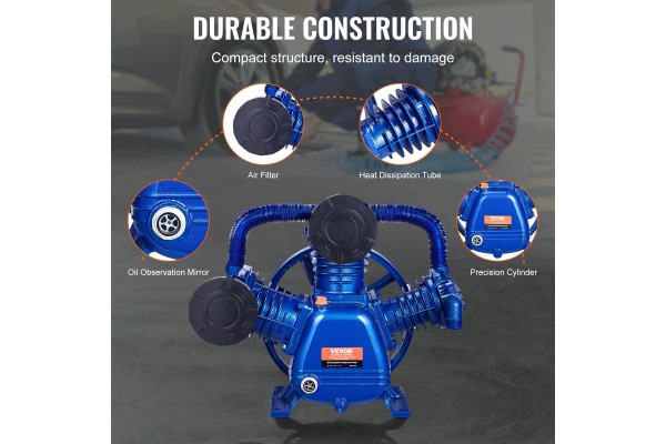 Air Compressor Pump Head V type 3 Cylinder 10 HP 185 PSI Oil Quality of parts according to GVO Z replacement