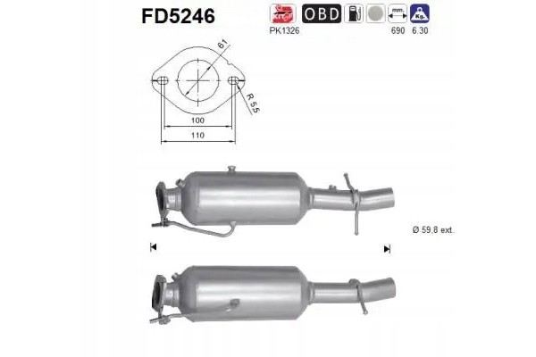 Filtro de partículas FD5246 AS para sistema de escape Ford usado 2