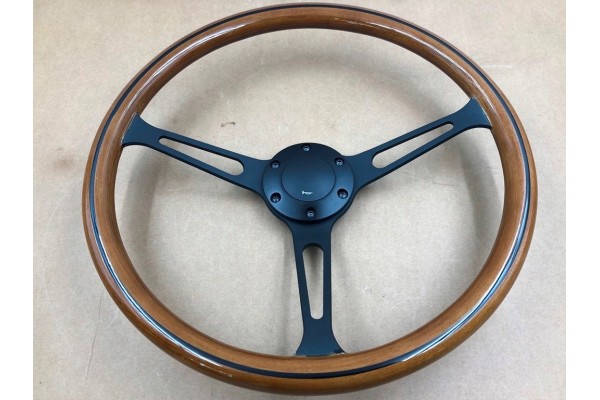 Volante de Dirección Deportivo de Madera con Franja Negra 38 cm 15 Pulgadas Estilo Vintage usado 4