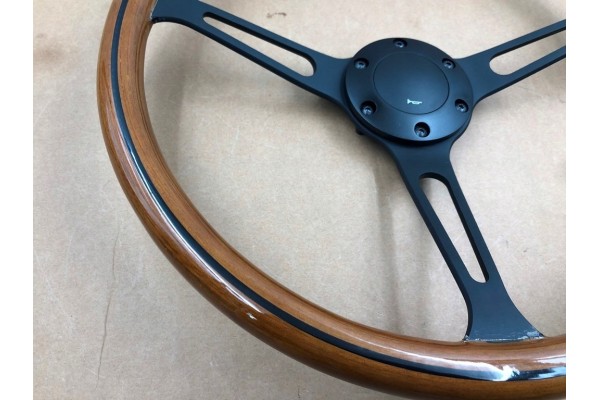Volante de Dirección Deportivo de Madera con Franja Negra 38 cm 15 Pulgadas Estilo Vintage usado 5