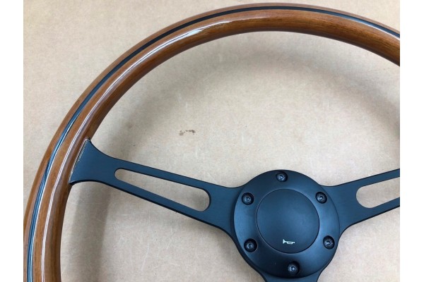 Volante de Dirección Deportivo de Madera con Franja Negra 38 cm 15 Pulgadas Estilo Vintage usado 6