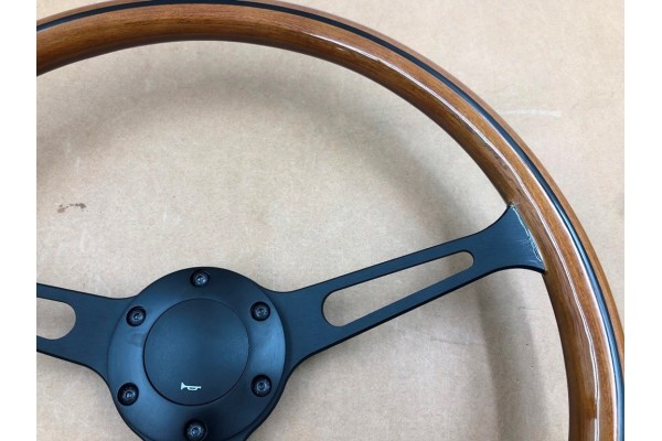 Volante de Dirección Deportivo de Madera con Franja Negra 38 cm 15 Pulgadas Estilo Vintage usado 7