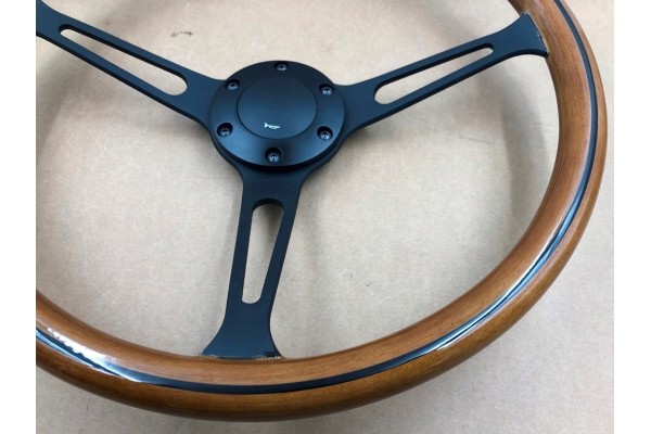 Volante de Dirección Deportivo de Madera con Franja Negra 38 cm 15 Pulgadas Estilo Vintage usado 8