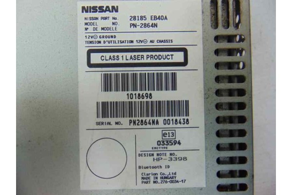 28185EB40A SISTEMA AUDIO / RADIO CD NISSAN PATHFINDER (R51)