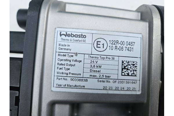 Webasto Thermo Top Pro 38 para DAF XF XG 106 9033883B 2289937