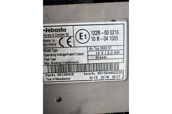 Webasto Air Top 2000 ST 12v 9012942E MERCEDES ACTROS MP4 MP5 ORIGINAL Product weight with unit packaging 1 kg