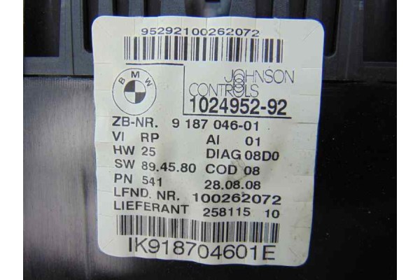 9187046 CUADRO INSTRUMENTOS BMW SERIE 1 BERLINA (E81/E87) 118d 2008 9187046 187308 BMW - 2