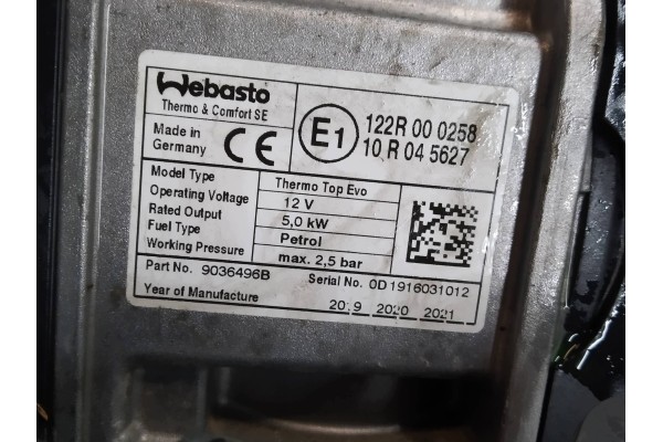 PARKING HEATER 122R000258 Volvo XC 90 II 2015 Quality of parts according to GVO O original with manufacturer s logo OE