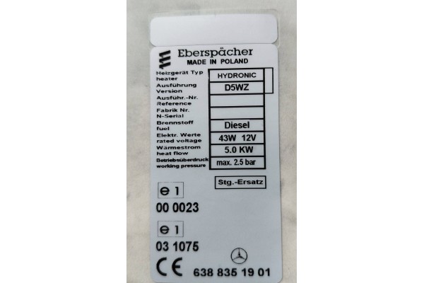 Unidad de Control de Calefacción Eberspacher D5WZ para Mercedes Vito 