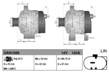 Alternator for ALFA ROMEO MITO CITROEN NEMO Van minivan NEMO body Catalog number of substitutes 51880173 51880175 51984058 51993