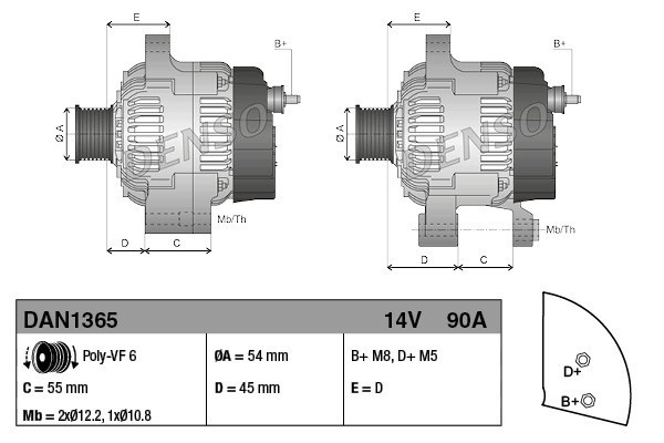 Alternator for FIAT BRAVO II IDEA STILO STILO Multi Wagon LANCIA MUSA Catalog number of substitutes 51727338 51859058 114494 285