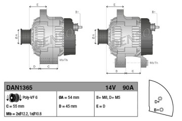 Alternator for FIAT BRAVO II IDEA STILO STILO Multi Wagon LANCIA MUSA Catalog number of substitutes 51727338 51859058 114494 285