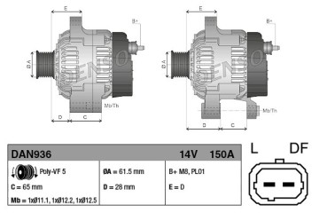 Alternator for ALFA ROMEO 159 159 Sportwagon BRERA SPIDER FIAT CROMA Catalog number of substitutes 50500728 51734825 104210 5021