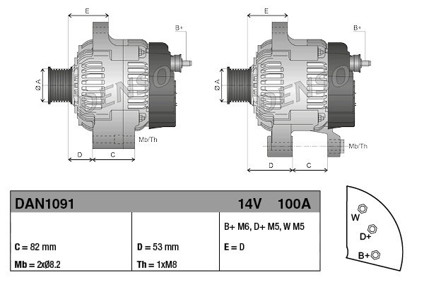 Alternator for LAND ROVER RANGE ROVER I Catalog number of the original 2871A309 3832556 T412401 2871A304 28