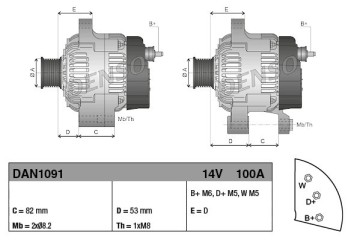 Alternator for LAND ROVER RANGE ROVER I Catalog number of the original 2871A309 3832556 T412401 2871A304 28