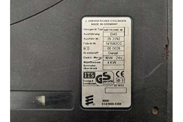 Webasto AIRTRONIC M D4S 4kW 81 61900 6368 MAN 84178403 P05 1729140724 Catalog number of the part 84178403