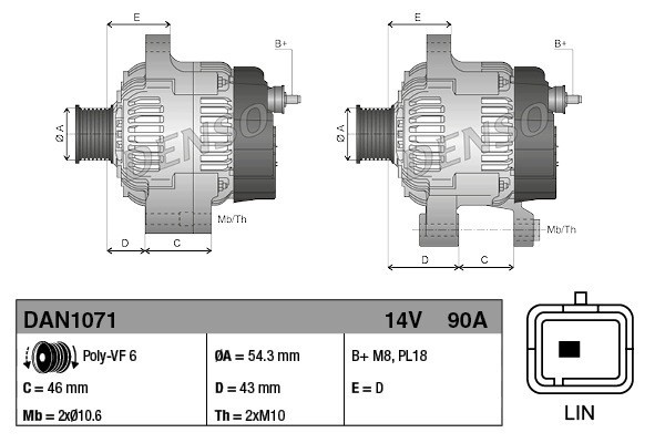 Alternator for CITROEN C ELYSEE C3 II C3 PICASSO C4 CACTUS C4 CACTUS Catalog number of the original 1608066080 1610048280 960600