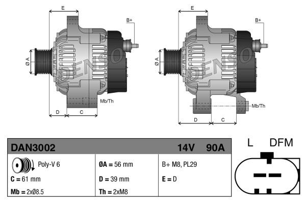 Alternator for AUDI A2 A3 TT SEAT ALHAMBRA CORDOBA CORDOBA VARIO Catalog number of the part VIC 152175