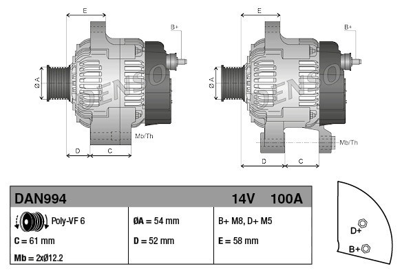 Alternator for ALFA ROMEO 159 159 Sportwagon BRERA MITO SPIDER FIAT Catalog number of substitutes 51764265 51854901 52003506 101