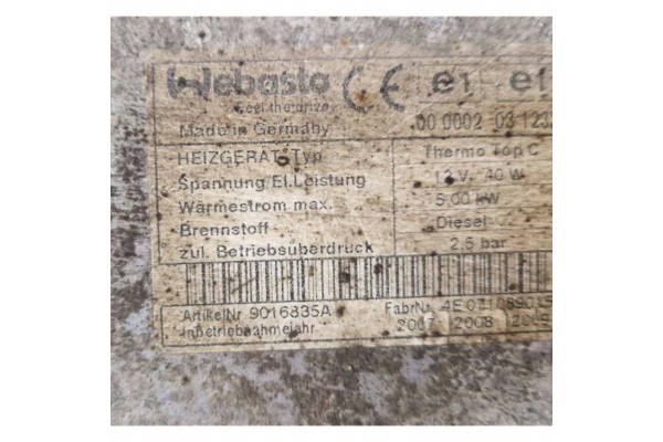 Webasto PEUGEOT EXPERT Tepee VF3V_ 67889C diesel 120kW 2009 Catalog number of the original 67889C