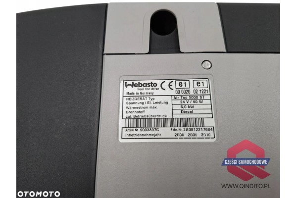 WEBASTO PARKING HEATER MAN DAF SCANIA AIR TOP 5000 ST 24V 5kW Catalog number of the part 9003397C