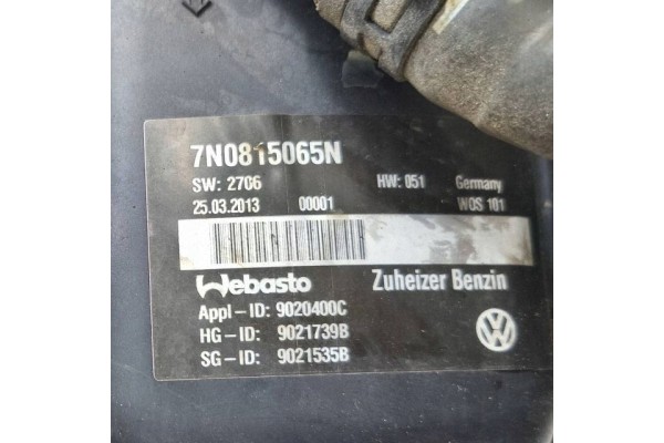 2014 Volkswagen Sharan Parking heater Webasto 7N0815065N Quality of parts according to GVO Q original with factory logo OEM OES