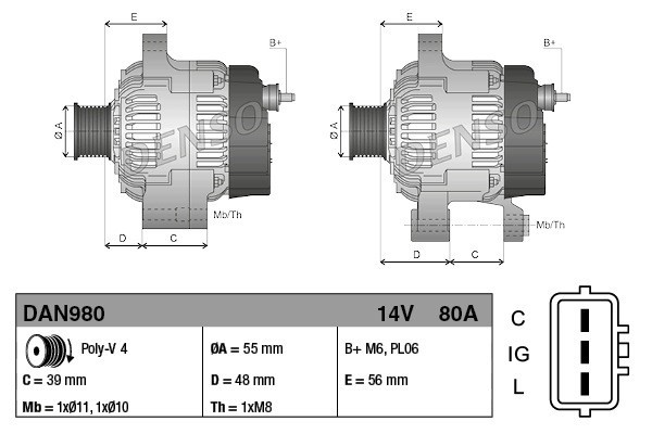 Alternator for DAIHATSU MATTER SIRION TERIOS Catalog number of substitutes 27060B1050 27060B1050000 286533 0210800640 1042108210