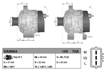 Alternator for TOYOTA YARIS YARIS VERSO 1 4D 09 00 09 05 Catalog number of the original 2706033010 2706033020 8EL 011 711 371
