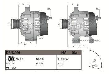 Alternator for MERCEDES A W168 A W169 VANEO 414 1 7D 2 1 07 98 06 12 Catalog number of substitutes 0111548202 0121544302 A011154