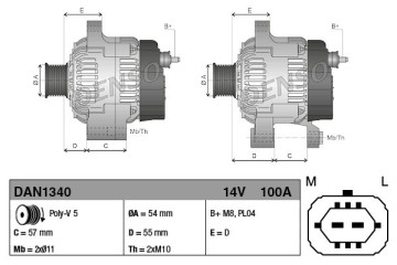 Alternator for OPEL ASTRA G CLASSIC ASTRA H ASTRA H CLASSIC Kombi ASTRA Catalog number of substitutes 6204265 13222930 93190138 