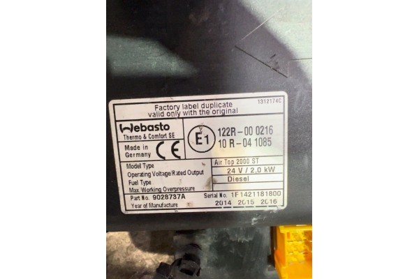 7484521172 VOLVO Air heater Car type trucks