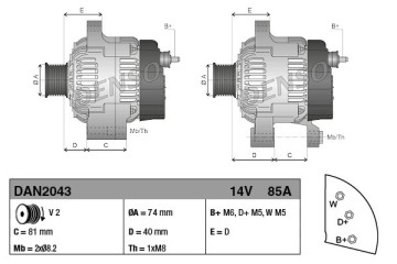 Alternator for ARMATRAC 1000 BASAK 2000 HATTAT TRAKTOR A T KIOTI PX Catalog number of substitutes 3671193M91 3671529M91 54022774