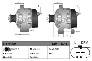 Alternator for AUDI A1 A3 A4 B6 A4 B7 TT SEAT ALHAMBRA ALTEA ALTEA Catalog number of the part VIC 178202