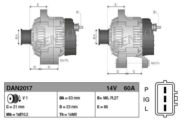 Alternator for HYUNDAI R60 7 Catalog number of substitutes 185046470 1963064014 0210801190 1012112960 1012112961 1012112962 1012