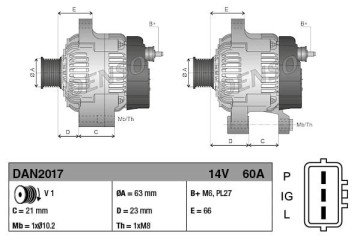 Alternator for HYUNDAI R60 7 Catalog number of substitutes 185046470 1963064014 0210801190 1012112960 1012112961 1012112962 1012