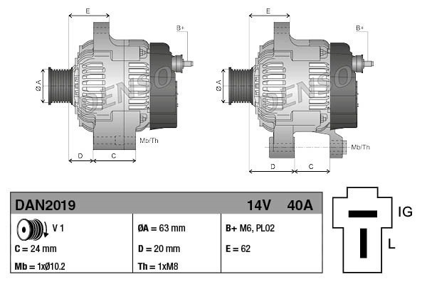 Alternador para KUBOTA